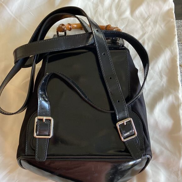 Gucci tassel oval mini backpack bambu Black impressive condition original dustba main image 15